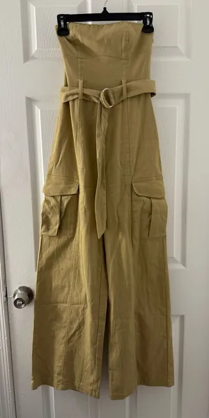 Strapless Wide-Leg Jumpsuit with Belt thumbnail 1