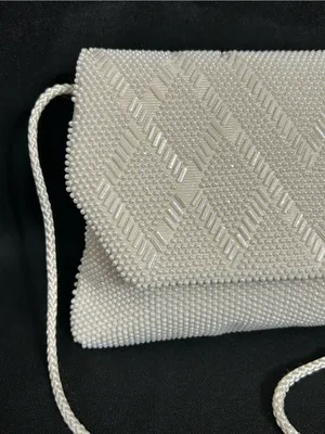 Beaded Evening Crossbody Shoulder Bag White thumbnail 4