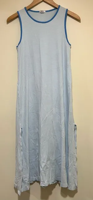 LAKE Pima Cotton Blue Striped Nightgown in White & Blue Size XS thumbnail 1
