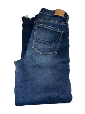 American Eagle jegging jean distressed knees/ankle button/zip pockets Sz 8 short thumbnail 2