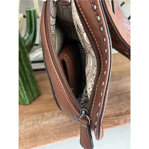 Blazin Roxx Ella concealed carry Messenger purse with holster Calf Hair thumbnail 6