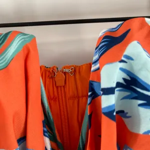 LULU'S Jumpsuit Extra Small Luxe Luau Orange Tropical Floral NWT Strapless Beach thumbnail 9