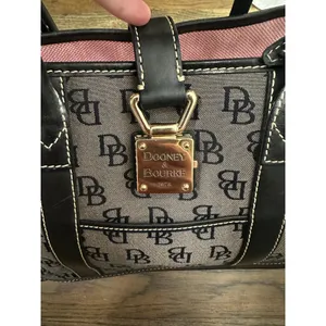 DOONEY & BOURKE Black Gray DB Monogram Buckle Flap Top Shoulder Large Tote Bag thumbnail 10