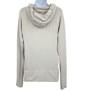 Athleta Hoodie Womens XL Grey Seamless Pointelle Knit Long Sleeve‎ Thumbhole thumbnail 4