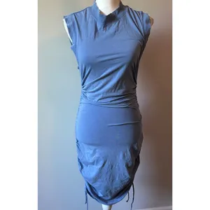 Daily Practice by Anthropologie Blue Tie Up Mini Sun Dress Athletic Size S thumbnail 5