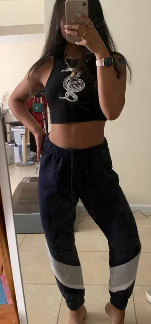 Garage Navy Blue Patch Sweatpants thumbnail 1