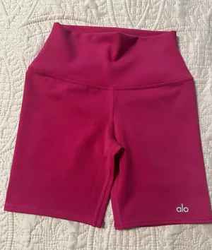 ALO Yoga High-Waist Bike Shorts in Fuchsia thumbnail 1