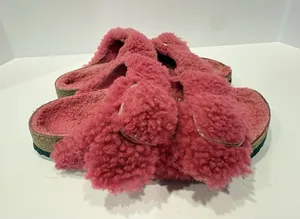 Birkenstock Arizona Big Buckle Teddy Shearling Sandals Fuchsia Pink Size 38 thumbnail 1
