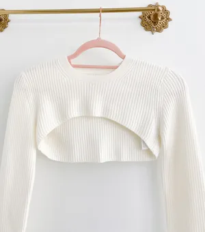 Abercrombie Cream Ribbed Ultra Crop Bolero Shrug Sweater thumbnail 2