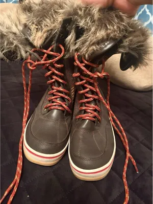 Celebrity Pink Mid-Calf Faux Fur Snow Boots Glacier-Brown Geometric Lace-Up 7M thumbnail 8