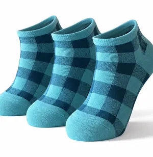 New Balance 3 Pair Blue Plaid Low Cut Athletic Socks Women’s Medium NWOT thumbnail 1