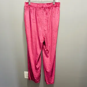 Free‎ People Women's Fuchsia Pink Velvet Pull On Wide Leg Pants Size Medium thumbnail 2