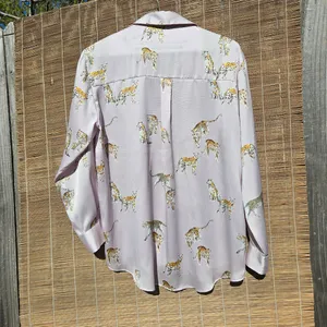 Zara Satin Effect Cheetah Printed Blouse sz L thumbnail 7