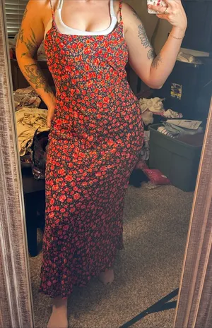 Urban Outfitters Archive Black and‎ Red Roses Maxi Slip Dress thumbnail 1