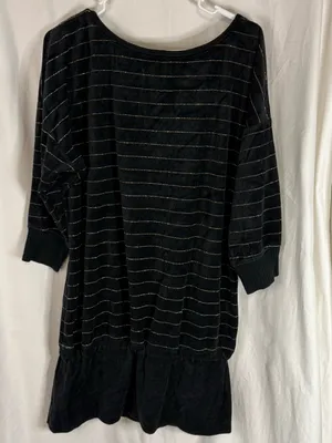 PINK Victoria's Secret Y2K Plush & Lush Velour Black & Gold Mis Sleeve Tunic Top — L thumbnail 4