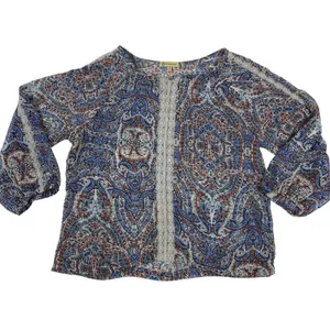 Democracy Size Medium Sheer Blouse Top‎ Lace Balloon Sleeve 20"x22" Lightweight thumbnail 5