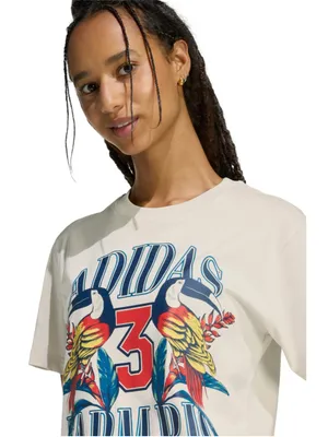Adidas x Farm Rio Graphic T-Shirt, Women's Size M, NWT Talc Dark Marine thumbnail 3
