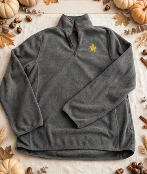 Tommy Hilfiger Gray Quarter-Zip Fleece Pullover with Yellow Embroidery thumbnail 1