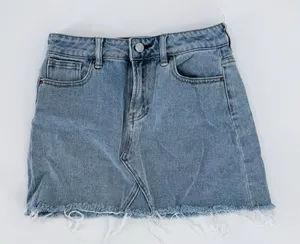 PacSun Light Wash Denim Mini Skirt Raw Frayed Hem Size 25 thumbnail 1