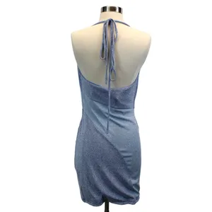 NEW Naked‎ Wardrobe Womens XL Blue Shimmer Glow For It Cowl Drape Halter Top thumbnail 2