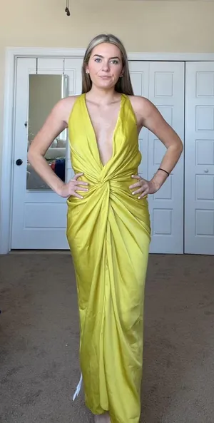 ASOS Yellow Formal Satin Dress thumbnail 4
