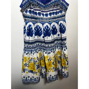 Farm Rio Blue White Tropical Floral Print Ruffle Mini Romper Size Small S thumbnail 6