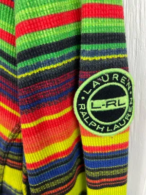 Vintage Y2K Lauren Ralph Lauren Active Rainbow Stripe Quarter Zip Pullover XL thumbnail 8