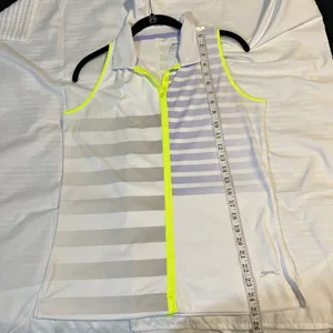 Slazenger Sleeveless Golf Tank Top w/Neon Yellow Trim Striped Pattern‎ White-M thumbnail 3