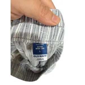 Old Navy Womens High-Rise Super Wide Leg Linen Blend Striped Pants Blue White L thumbnail 4