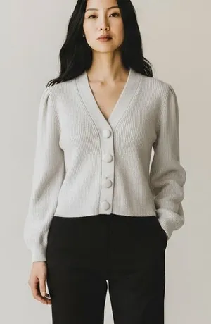 Zara Ribbed Knit Bell Sleeve Button Up Cardigan Women's XS thumbnail 1