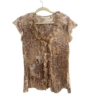 Y2K inspired Cato Floral Sheer Ruffle Paisley Blouse Size Large thumbnail 1