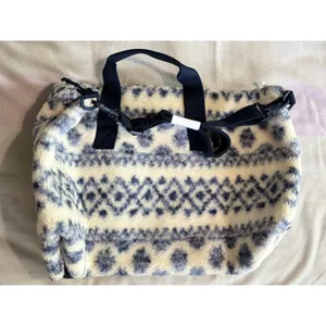 Victorias Secret Pink Sherpa Weekender Duffle‎ Fairisle Blue Nwt thumbnail 4