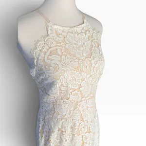 Dress Forum L Ivory Lace Open Back Cocktail Occasion Dress Wedding Halter Mini thumbnail 3