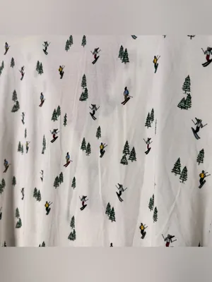 Eberjey Gisele short sleeve pajama top Ski Chalet Ivory/Pine alpine skier NEW thumbnail 5
