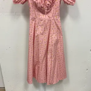 House of CB Pink Floral Puff Sleeve Midi Dress Front Slit Cottagecore Medium thumbnail 6
