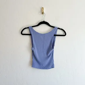 BDG | OU Ribbed Cropped Thin Cami Tank in Periwinkle Blue thumbnail 3