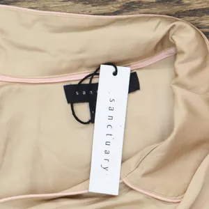 Sanctuary Womens Satin Pajama Shirt Top Button Up SY2726231 Almond Brown XL thumbnail 3