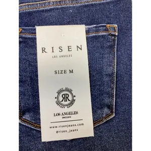Risen Jeans Womens High Rise Frayed Hem Tummy Control Denim Shorts Dark Wash M thumbnail 3