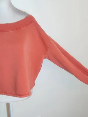 Daily Practice Coral Cropped Sweatshirt with Wide Neckline Size Small thumbnail 4