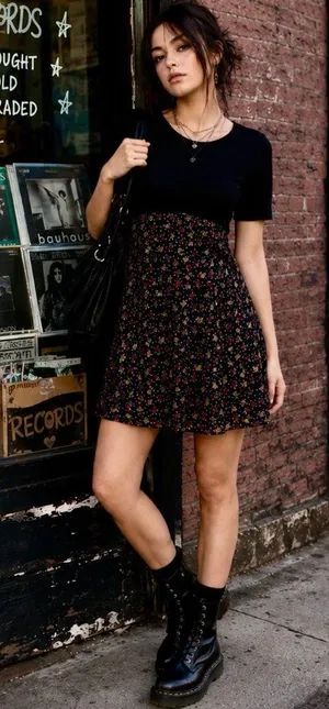 Vintage Y2K 90s RIPE Clothing Ditsy Floral Babydoll Mini Dress USA Sz M 💚🎀 thumbnail 1