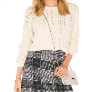 Endless Rose Ecru Chunky Open Knit Cotton Sweater Pullover NWT Large thumbnail 2