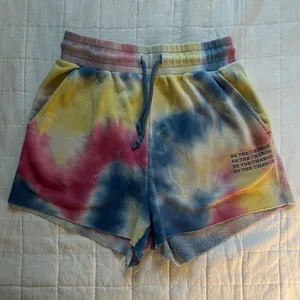 Balance Athletica Tie-Dye Affirmation Sweat Shorts - Yellow, Blue, Pink thumbnail 1