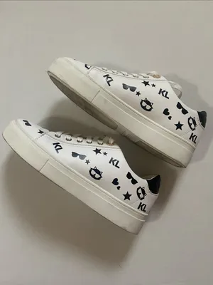 Karl Lagerfeld White Sneakers with Black Heart & Star Print thumbnail 2