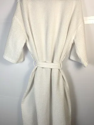 Monarch White Waffle Weave Spa Robe Unisex One Size Belted Hotel Resort Cotton thumbnail 8