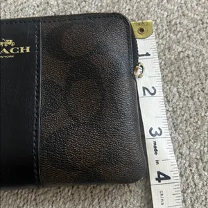 COACH Wristlet Wallet Chocolate Brown Stripe Signature Canvas Logo Leather thumbnail 5