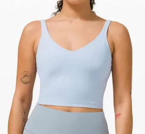 Lululemon Align Cropped Built In Bra Tank Top Blue Linen 8 thumbnail 1