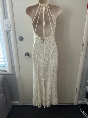 Xscape White Lace Halter Maxi Dress thumbnail 4