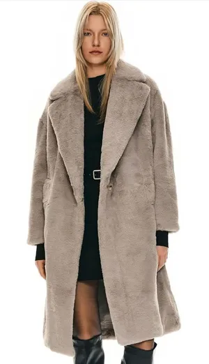 Orolay Women's Fuzzy Fleece Winter Jacket Faux Fur Lapel Coat XL thumbnail 1