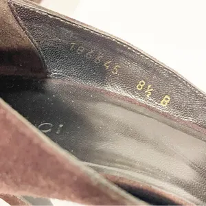 Gucci‎ Chocolate Brown Suede Gold Trim Peep Toe Classic Pumps Heels Size 8.5 thumbnail 8