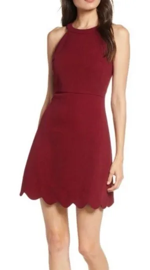Lulus Mamacita Burgundy Halter Skater Dress Small thumbnail 1